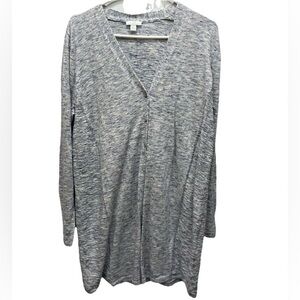 J. Jill cardigan button size large blue linen v-neck academia preppy long